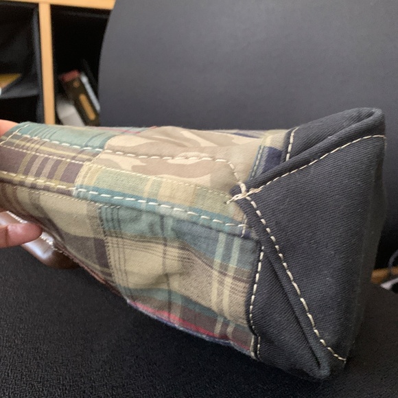 LL Bean Boat and Tote Bag Piaid with Leather Handles Mini Tote Vintage - Picture 5 of 13